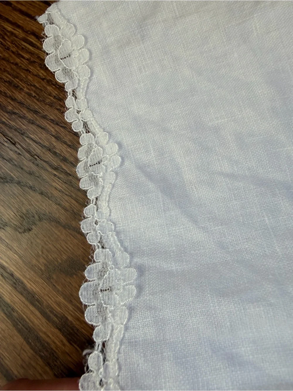 Reformation White Linen Lace-Trim Puff Sleeve Blouse